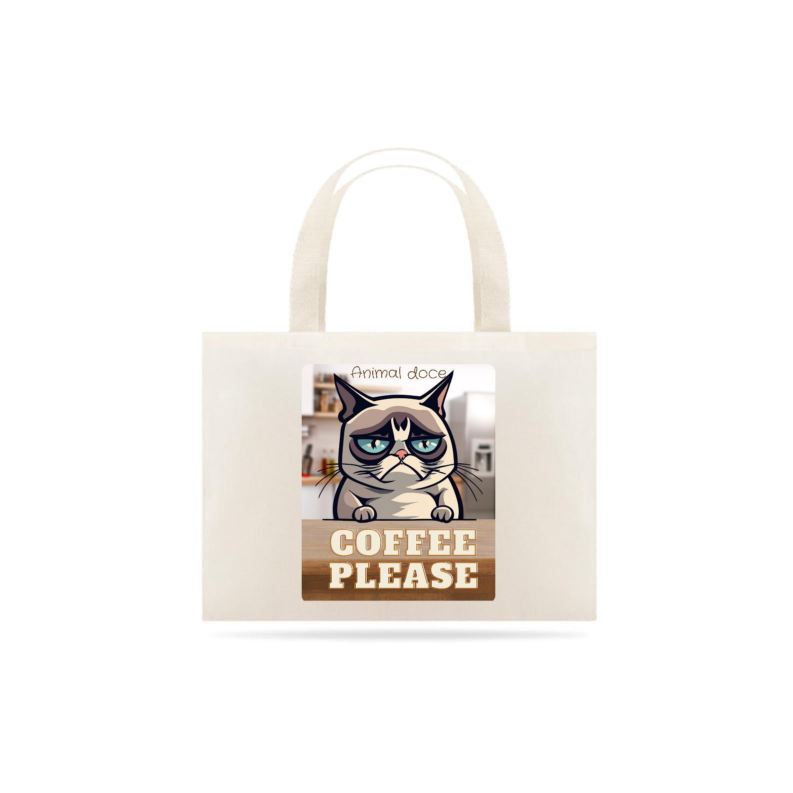 ECOBAG GRANDE CRU, CAT COFFEE PLEASE, 100% ALGODAO