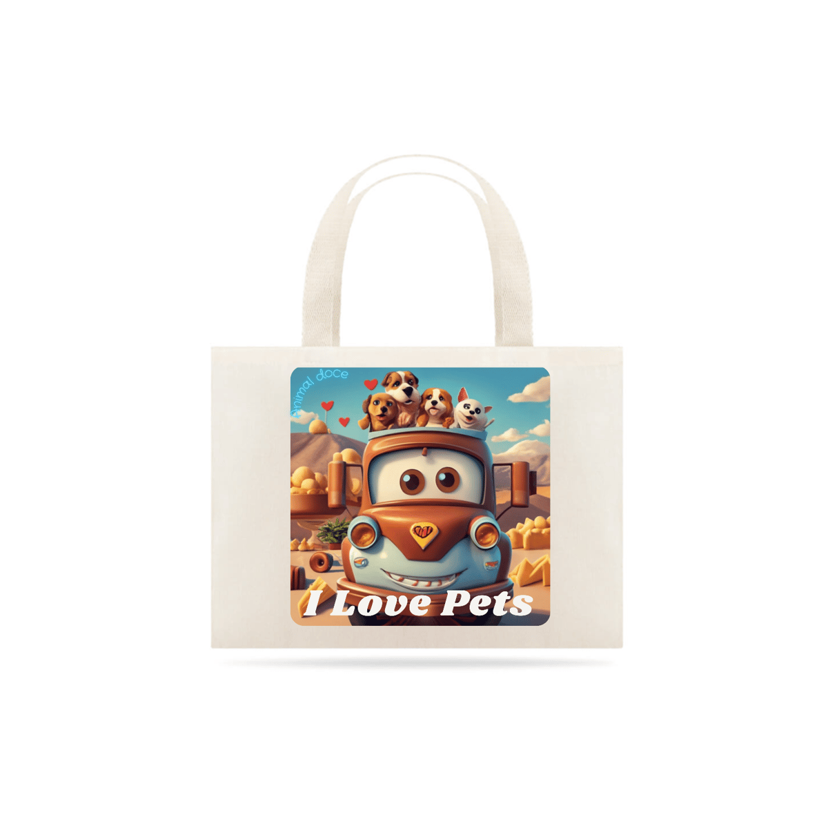 Nome do produto: ECOBAG GRANDE CRU, I LOVE PETS, 100% ALGODAO