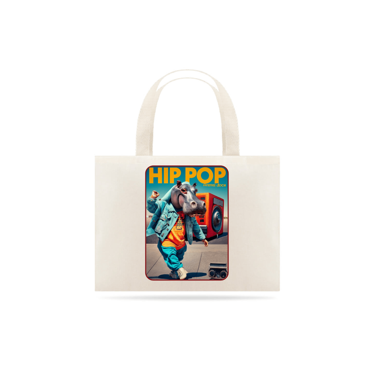 Nome do produto: ECOBAG GRANDE CRU, RHINO HIP POP, 100% ALGODAO