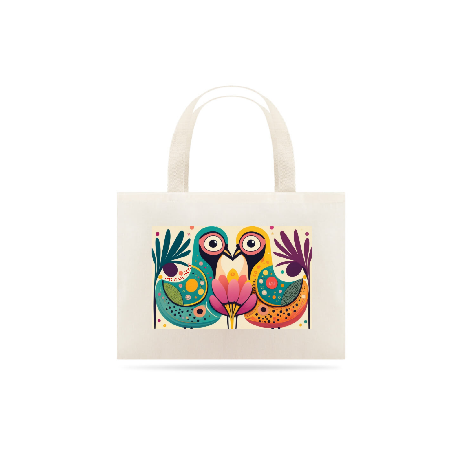 ECOBAG GRANDE CRU, COLORFUL BIRDS, 100%ALGODAO