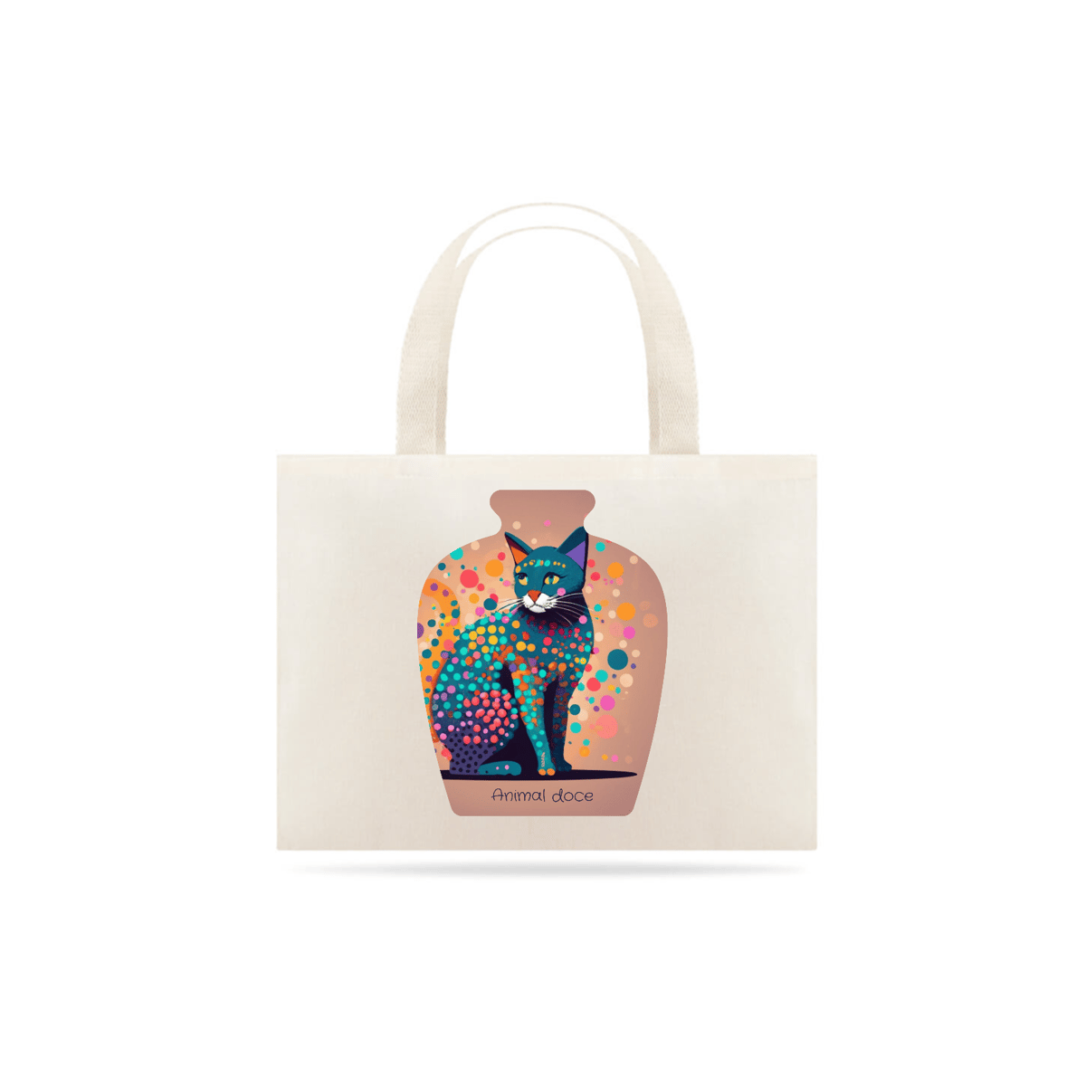 Nome do produto: ECOBAG GRANDE CRU, CAT IN THE VASE, 100%ALGODAO