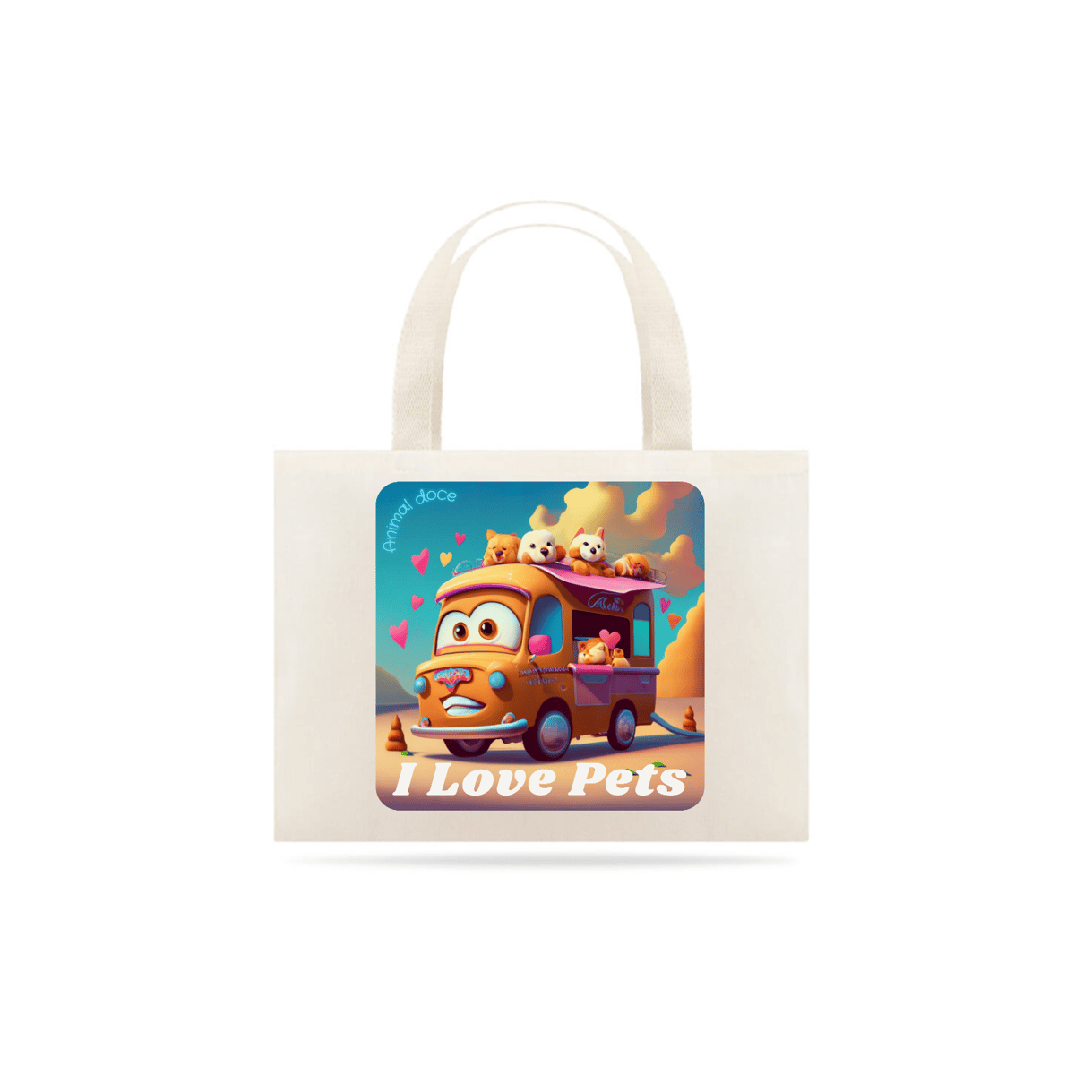 Nome do produto: ECOBAG GRANDE CRU, I LOVE PETS, 100%ALGODAO