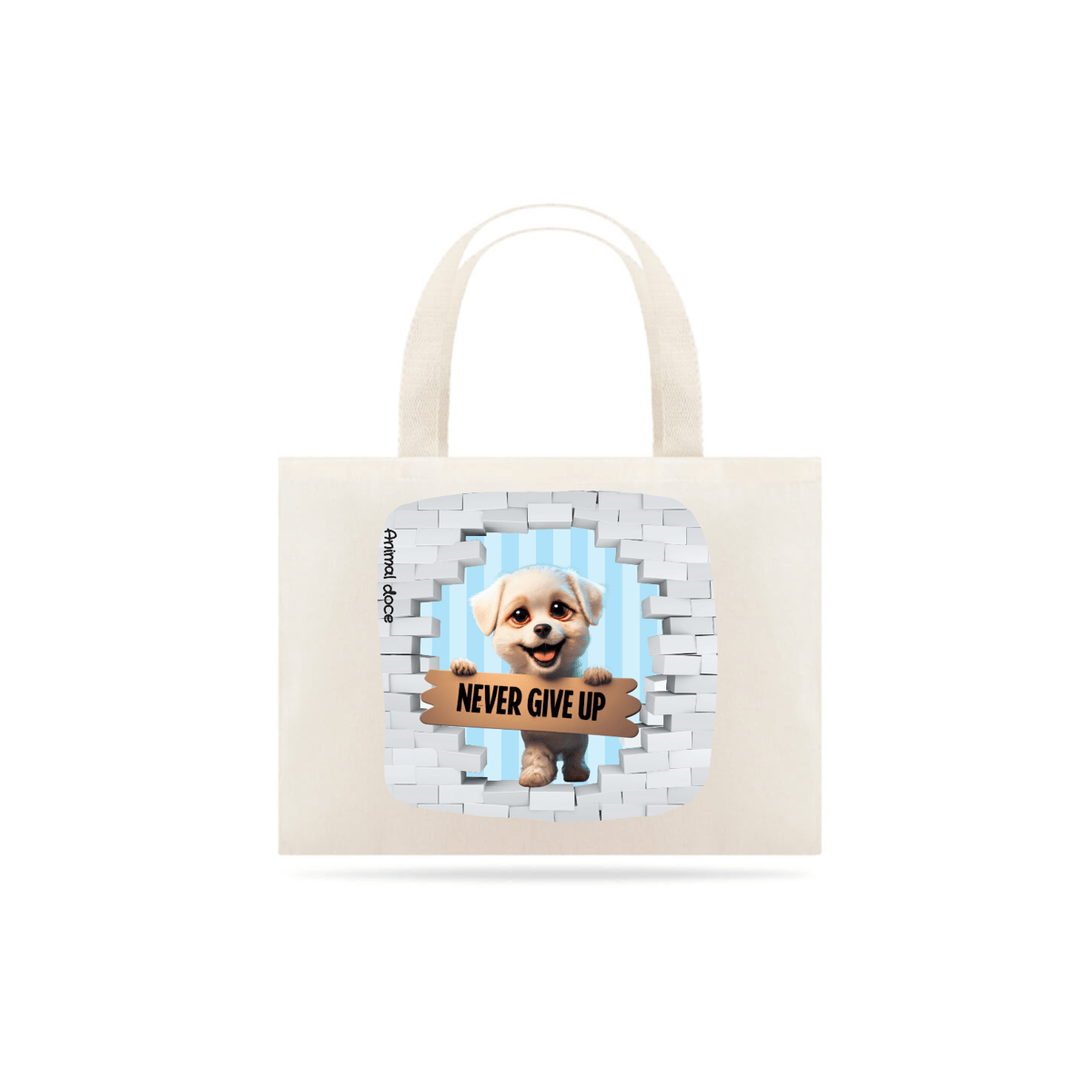 Nome do produto: ECOBAG GRANDE CRU DOG, NIVER GAVE UP, 100%ALGODAO