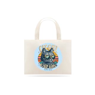 ECOBAG GRANDE CRU, CAT GIRL, 100% ALGODAO