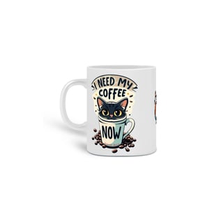 CANECA PERSONALIZADA CRIATIVA EM CERÂMICA, 325ML C/03 LADOS COFFEE CAT