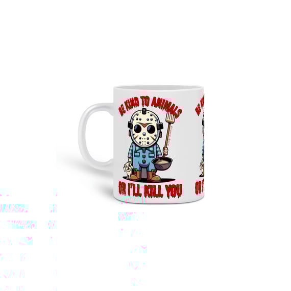 CANECA PERSONALIZADA CRIATIVA EM CERÂMICA, 325ML C/03 LADOS DOG JASON BE KIND SEXTA FEIRA 13
