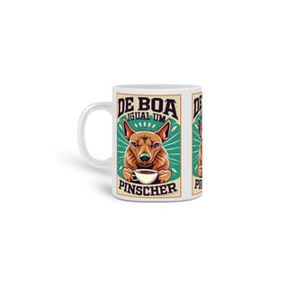 CANECA PERSONALIZADA CRIATIVA EM CERÂMICA, 325ML C/03 LADOS DOG DE BOA IGUAL UM PINSCHER 