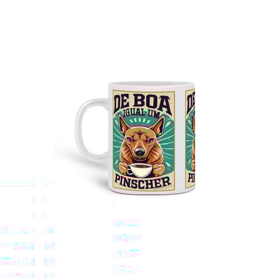 CANECA PERSONALIZADA CRIATIVA EM CERÂMICA, 325ML C/03 LADOS DOG DE BOA IGUAL UM PINSCHER 