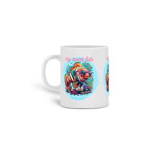 CANECA PERSONALIZADA CRIATIVA EM CERÂMICA, 325ML C/03 LADOS MY SWEET FISH