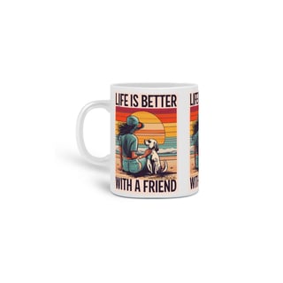 CANECA PERSONALIZADA CRIATIVA EM CERÂMICA, 325ML C/03 LADOS LIFE IS BETTER 