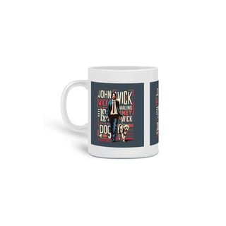 CANECA PERSONALIZADA CRIATIVA EM CERÂMICA, 325ML C/03 LADOS LINHA FILME JOHN WICH DOG