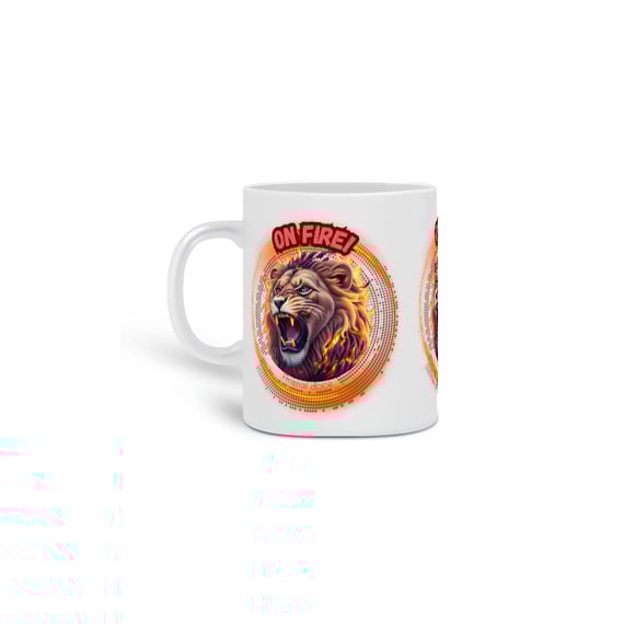 CANECA PERSONALIZADA CRIATIVA EM CERÂMICA, 325ML C/03 LADOS LION ON FIRE