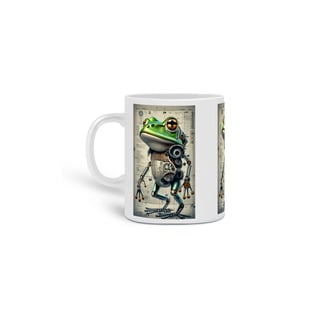 CANECA PERSONALIZADA CRIATIVA EM CERÂMICA, 325ML C/03 LADOS ROBOTIC FROG