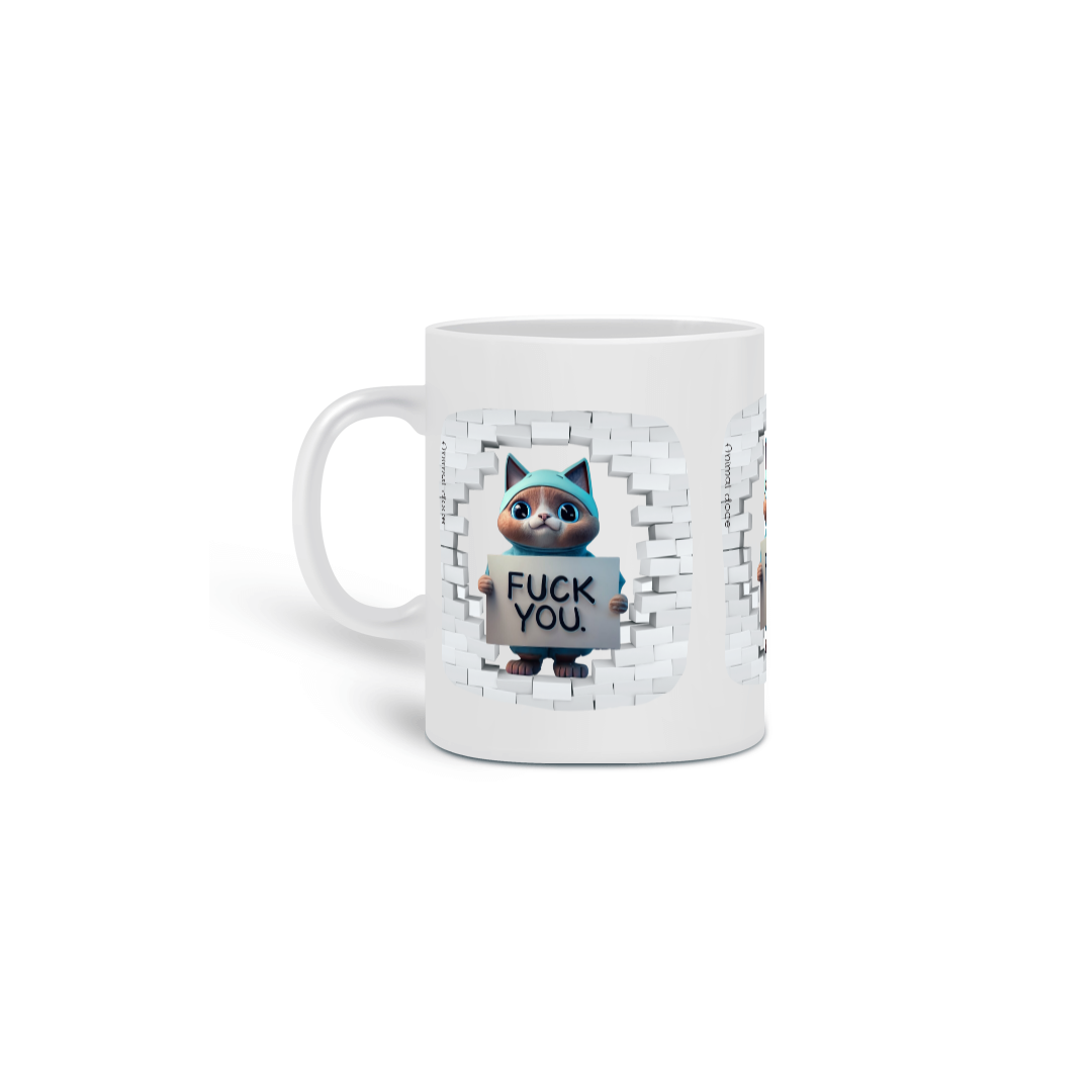 Nome do produto: CANECA PERSONALIZADA CRIATIVA EM CERÂMICA, 325ML C/03 LADOS FUCK YOU