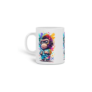 CANECA PERSONALIZADA CRIATIVA EM CERÂMICA 325ML C/03 LADOS, KING MONKEY