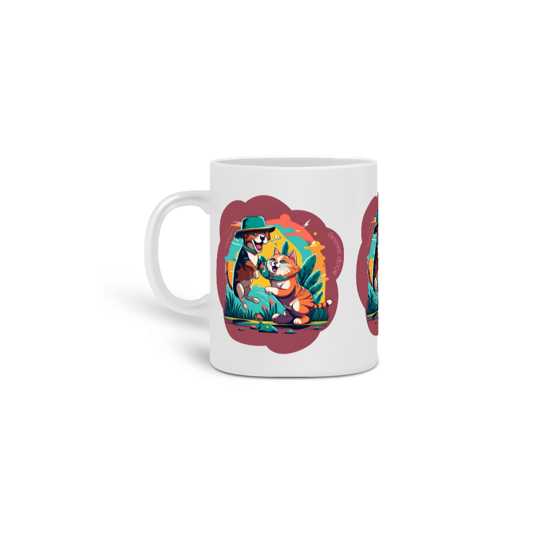 Nome do produto: CANECA PERSONALIZADA CRIATIVA EM CERÂMICA 325ML 03 LADOS, PETS BEST FRIENDS