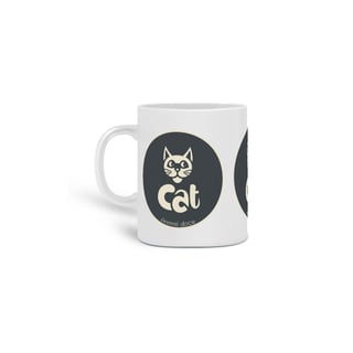 CANECA PERSONALIZADA CRIATIVA EM CERÂMICA 325ML 03 LADOS, CAT LETRAS