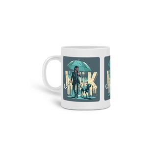 CANECA PERSONALIZADA CRIATIVA EM CERÂMICA 325ML 03 LADOS, LINHA FILME JOHN WICK DOG