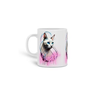 CANECA PERSONALIZADA CRIATIVA EM CERÂMICA 325ML 03 LADOS, CAT NIGHT