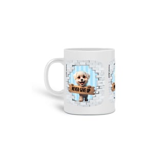  CANECA PERSONALIZADA CRIATIVA EM CERÂMICA, 325ML C/03 LADOS DOG NEVER GIVE UP