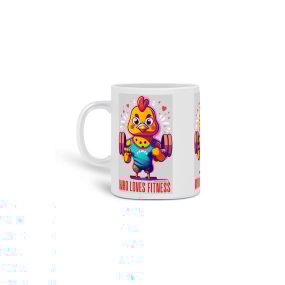  CANECA PERSONALIZADA CRIATIVA EM CERÂMICA, 325ML C/03 LADOS MEME-WHO LOVES FITNESS