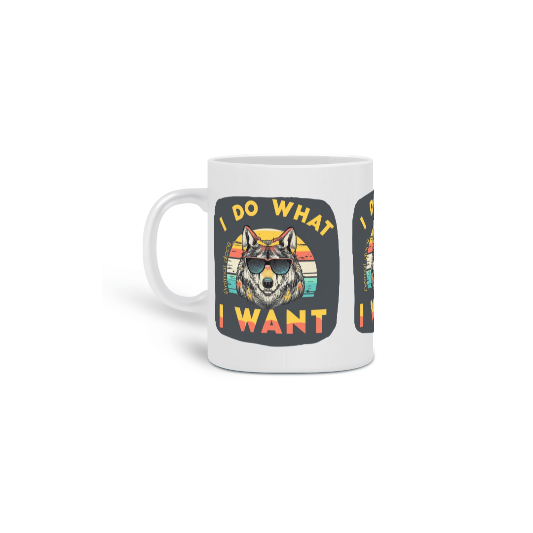  CANECA PERSONALIZADA CRIATIVA EM CERÂMICA, 325ML C/03 LADOS WOLF  I DO WHAT I WANT