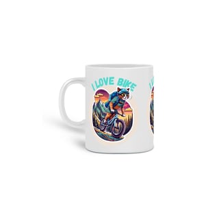  CANECA PERSONALIZADA CRIATIVA EM CERÂMICA, 325ML C/03 LADOS CAT I LOVE BIKE