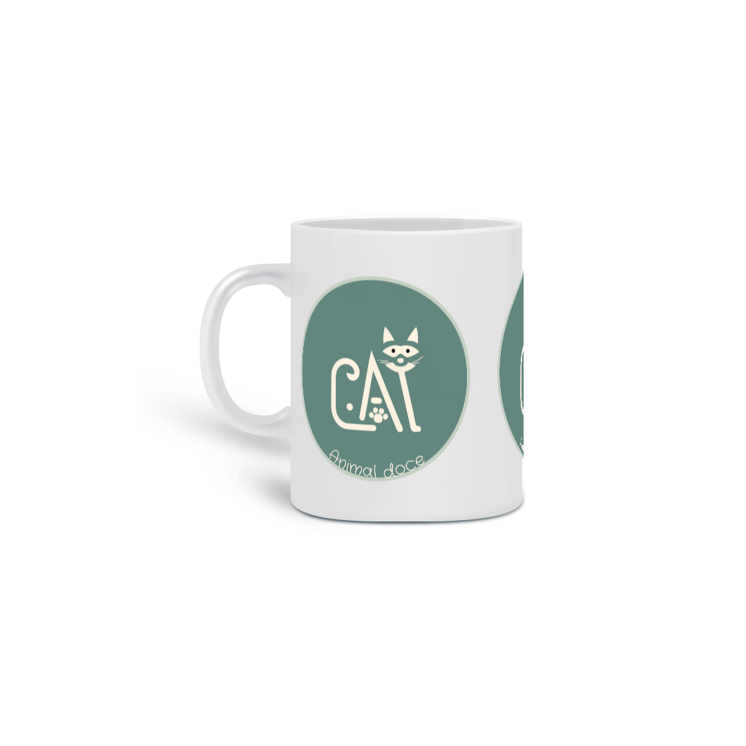  CANECA PERSONALIZADA CRIATIVA EM CERÂMICA, 320ML C/03 LADOS CAT LETRAS