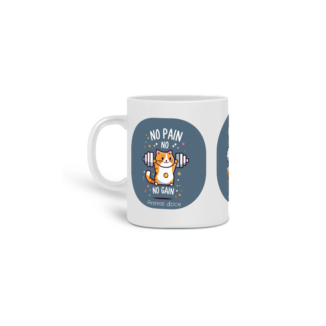  CANECA PERSONALIZADA CRIATIVA EM CERÂMICA, 325ML C/03 LADO CAT NO PAIN NO GAIN