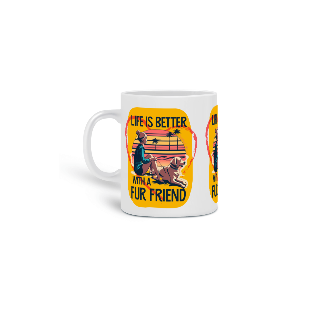  CANECA PERSONALIZADA CRIATIVA EM CERÂMICA, 320ML C/03 LADOS DOG LIFE IS BETTER