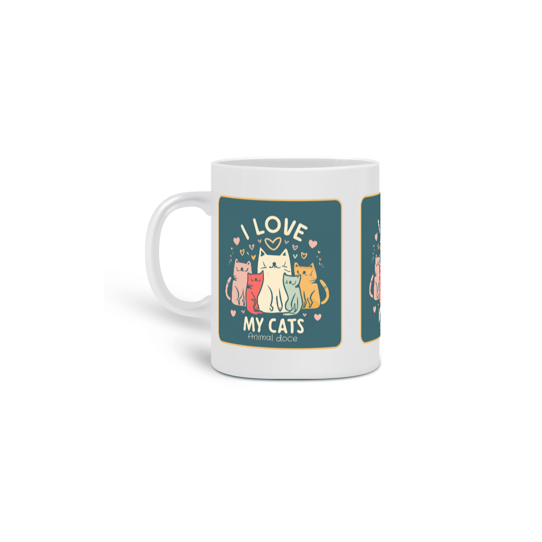  CANECA PERSONALIZADA CRIATIVA EM CERÂMICA, 320ML C/03 LADOS I LOVE MY PETS