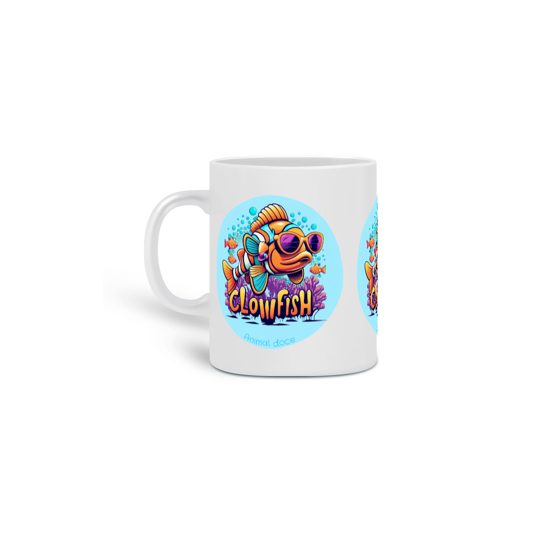  CANECA PERSONALIZADA CRIATIVA EM CERÂMICA, 320ML C/03 LADOS CLOWFISH