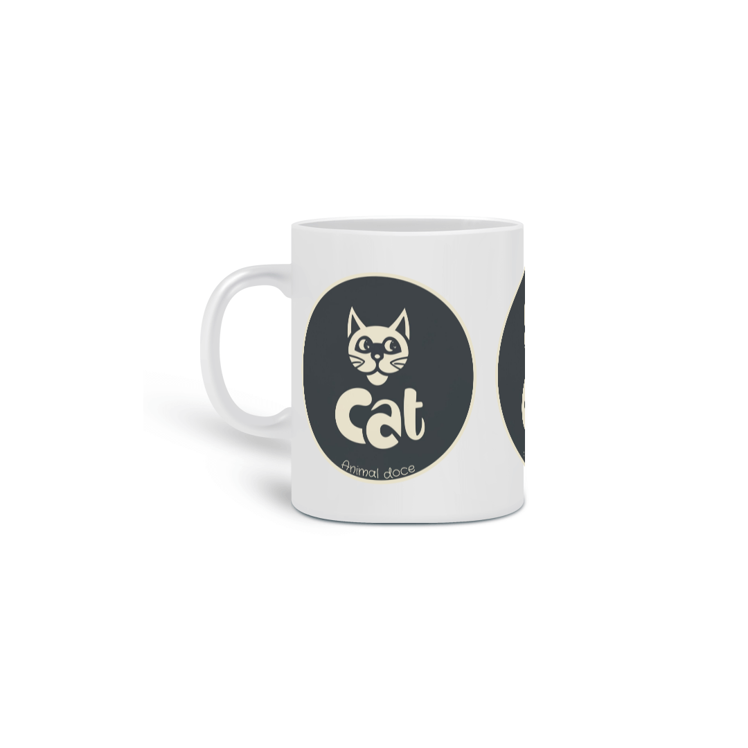 Nome do produto:  CANECA PERSONALIZADA CRIATIVA EM CERÂMICA, 320ML C/03 LADOS CAT LETRAS