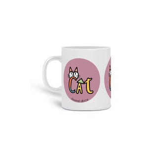  CANECA PERSONALIZADA CRIATIVA EM CERÂMICA, 320ML C/03 LADOS CAT LETRAS