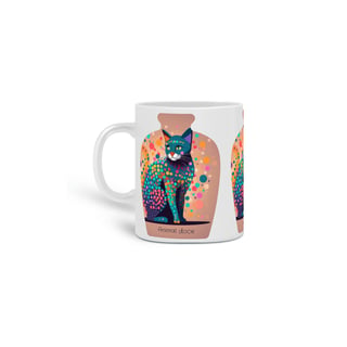  CANECA PERSONALIZADA CRIATIVA EM CERÂMICA, 320ML C/03 LADOS CAT IN THE VASE