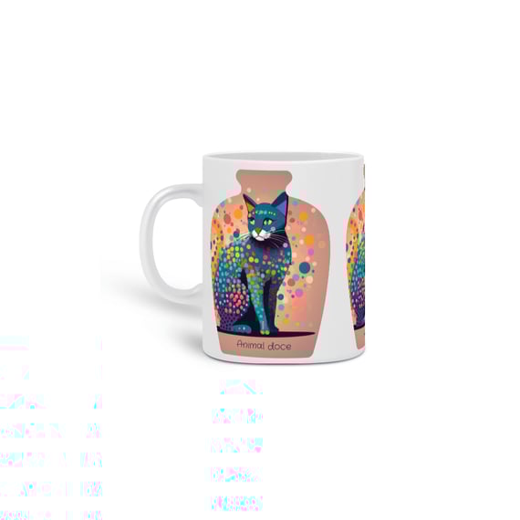  CANECA PERSONALIZADA CRIATIVA EM CERÂMICA, 320ML C/03 LADOS CAT IN THE VASE