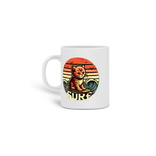 Nome do produto  CANECA PERSONALIZADA CRIATIVA EM CERÂMICA, 325ML C/02 LADOS CAT SURF