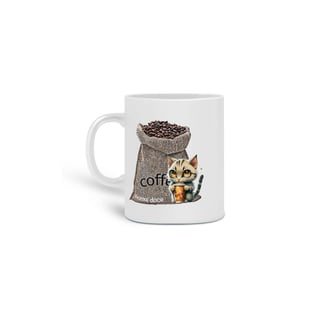 Nome do produto  CANECA PERSONALIZADA CRIATIVA EM CERÂMICA, 325ML C/02 LADOS COFFEE CAT