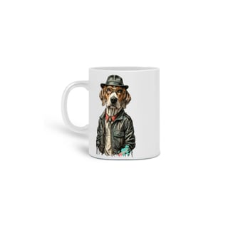  CANECA PERSONALIZADA CRIATIVA EM CERÂMICA, 325ML C/02 LADOS DOG BEAGLE SHERLOCK HOLMES