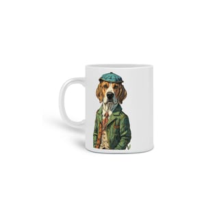 CANECA PERSONALIZADA CRIATIVA EM CERÂMICA, 325ML C/02 LADOS DOG BEAGLE SHERLOCK HOLMES