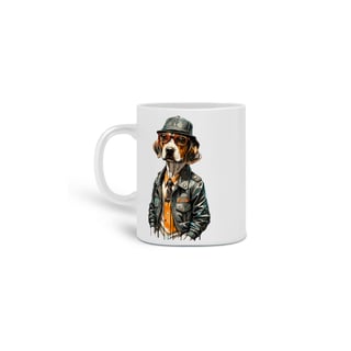 CANECA PERSONALIZADA CRIATIVA EM CERÂMICA, 325ML C/02 LADOS DOG BEAGLE SHERLOCK HOLMES