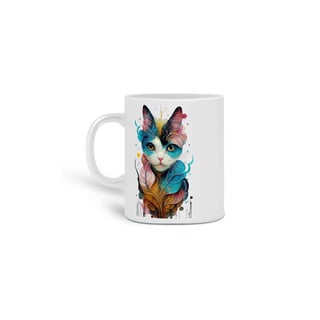 Nome do produto  CANECA PERSONALIZADA CRIATIVA EM CERÂMICA, 325ML C/02 LADOS COLORFUL CAT