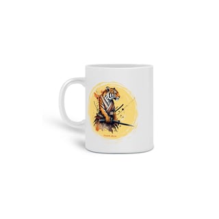Nome do produto  CANECA PERSONALIZADA CRIATIVA EM CERÂMICA, 325ML C/02 LADOS SAMURAI TIGER