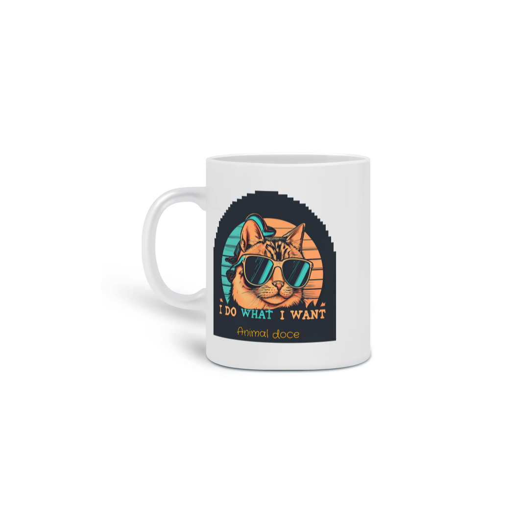 Nome do produto: CANECA PERSONALIZADA CRIATIVA EM CERÂMICA, 325ML C/02 LADOS CAT I DO WHAT I WANT