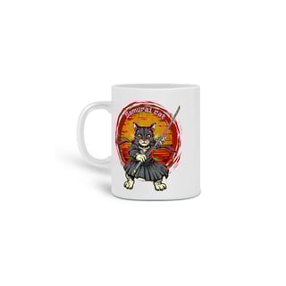 Nome do produto CANECA PERSONALIZADA CRIATIVA EM CERÂMICA, 325ML C/02 LADOS, SAMURAI CAT 