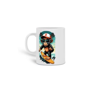 Nome do produto CANECA PERSONALIZADA CRIATIVA EM CERÂMICA, 325ML C/02 LADOS, SURF MONKEY 