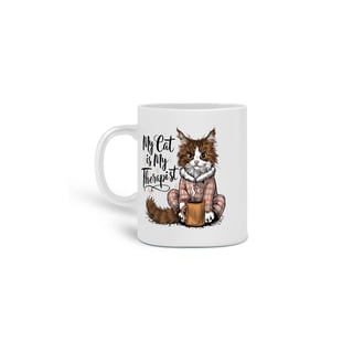 Nome do produto CANECA PERSONALIZADA CRIATIVA EM CERÂMICA, 325ML C/02 LADOS MY CAT IS MY THERAPIST