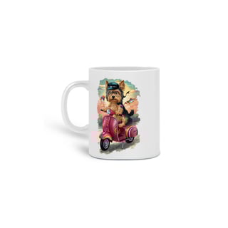 Nome do produto  CANECA PERSONALIZADA CRIATIVA EM CERÂMICA, 325ML C/02 LADOS, DOG YORKSHIRE TERRIER VESPA