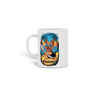  CANECA PERSONALIZADA CRIATIVA EM CERÂMICA, 325ML C/02 LADOS, DOG YORKSHIRE TERRIER TENIS