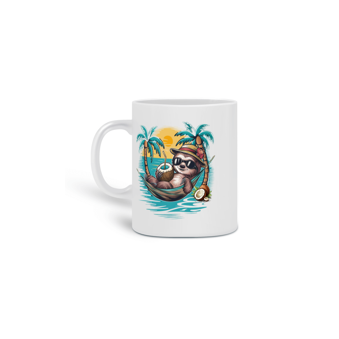 Nome do produto:  CANECA PERSONALIZADA CRIATIVA EM CERÂMICA, 325ML C/02 LADOS, BICHO PREGUIÇA